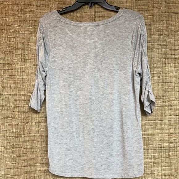 Retrologie gathered sleeve grey long sleeve tee shirt - Picture 5 of 6